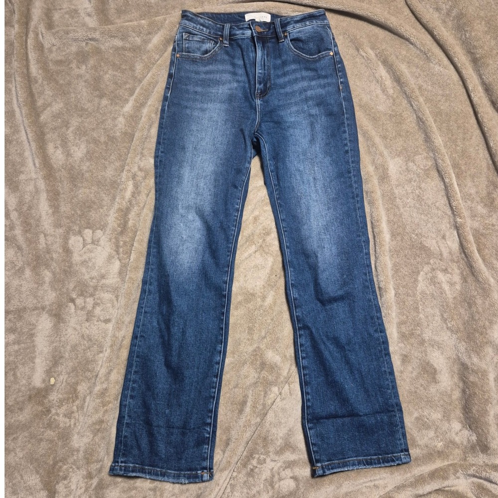 Risen Jeans Womens High Rise Straight Leg Denim Blue Medium Wash RDP5580RT Sz 7